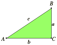 Right triangle with parts standardly labeled