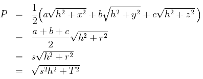 P=root(s^2h^2+T^2)